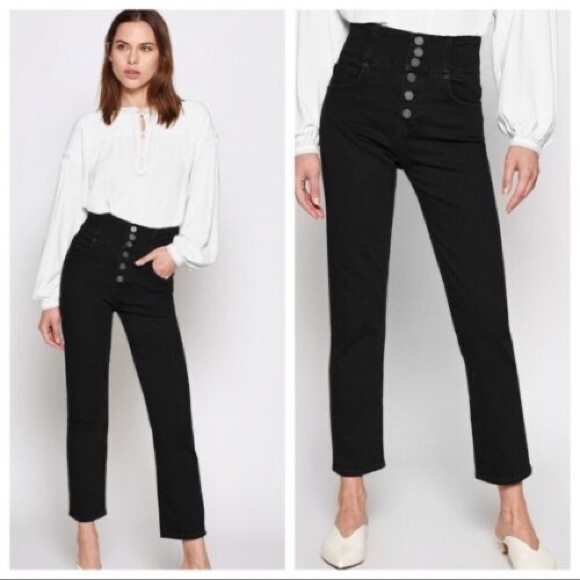 Joie Laurelle High Waist Button Fly Crop Jeans - Picture 4 of 6